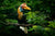Een foto art schilderij van een kleurrijke tropische vogel in de natuur.